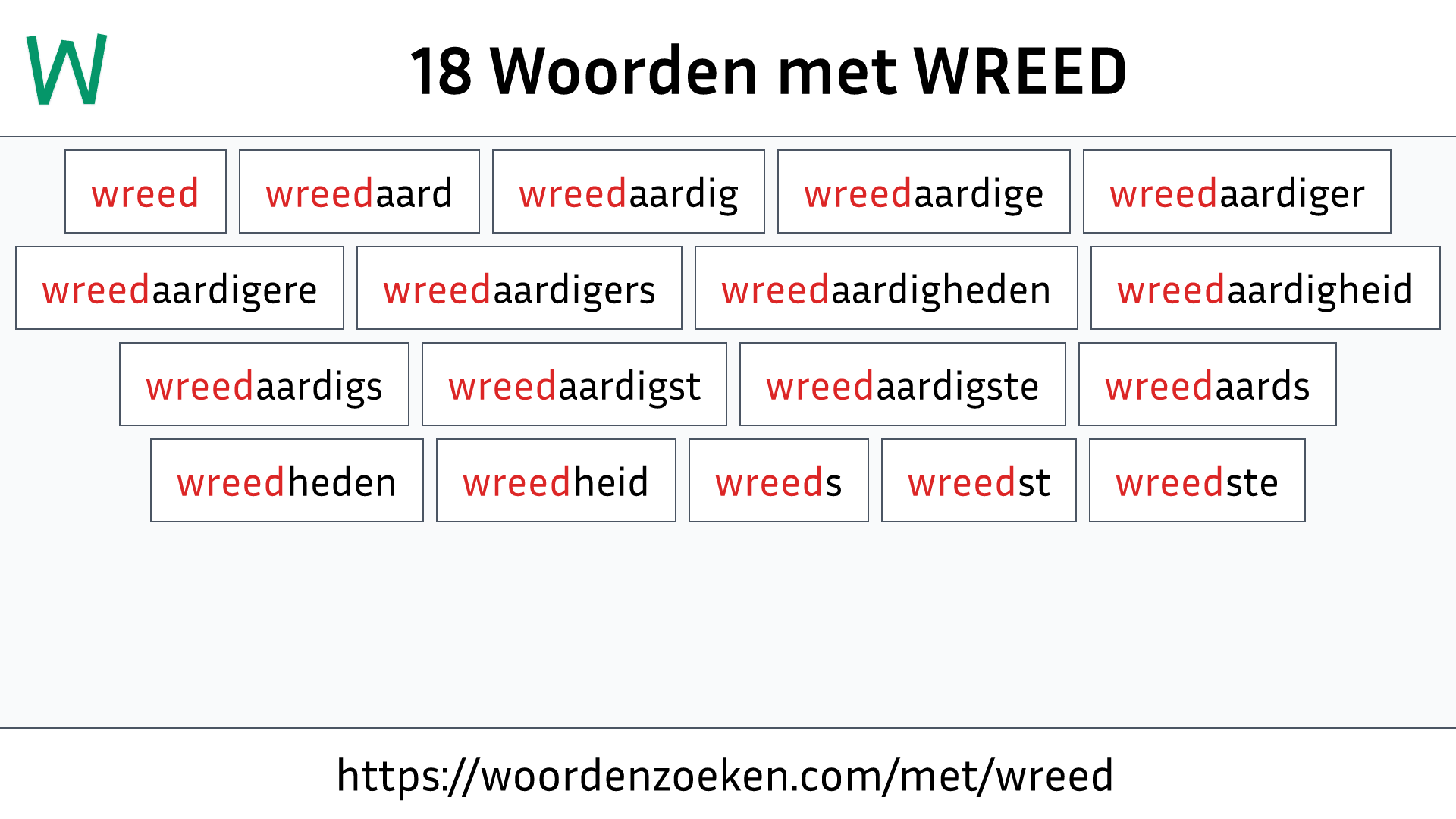 Woorden met WREED