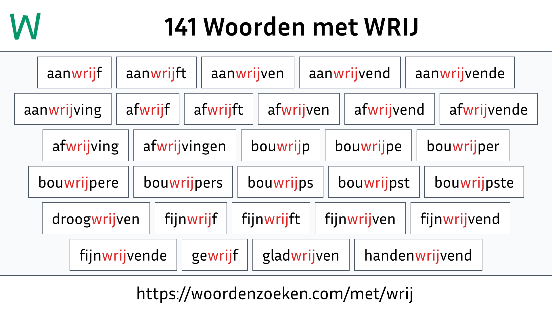 Woorden met WRIJ