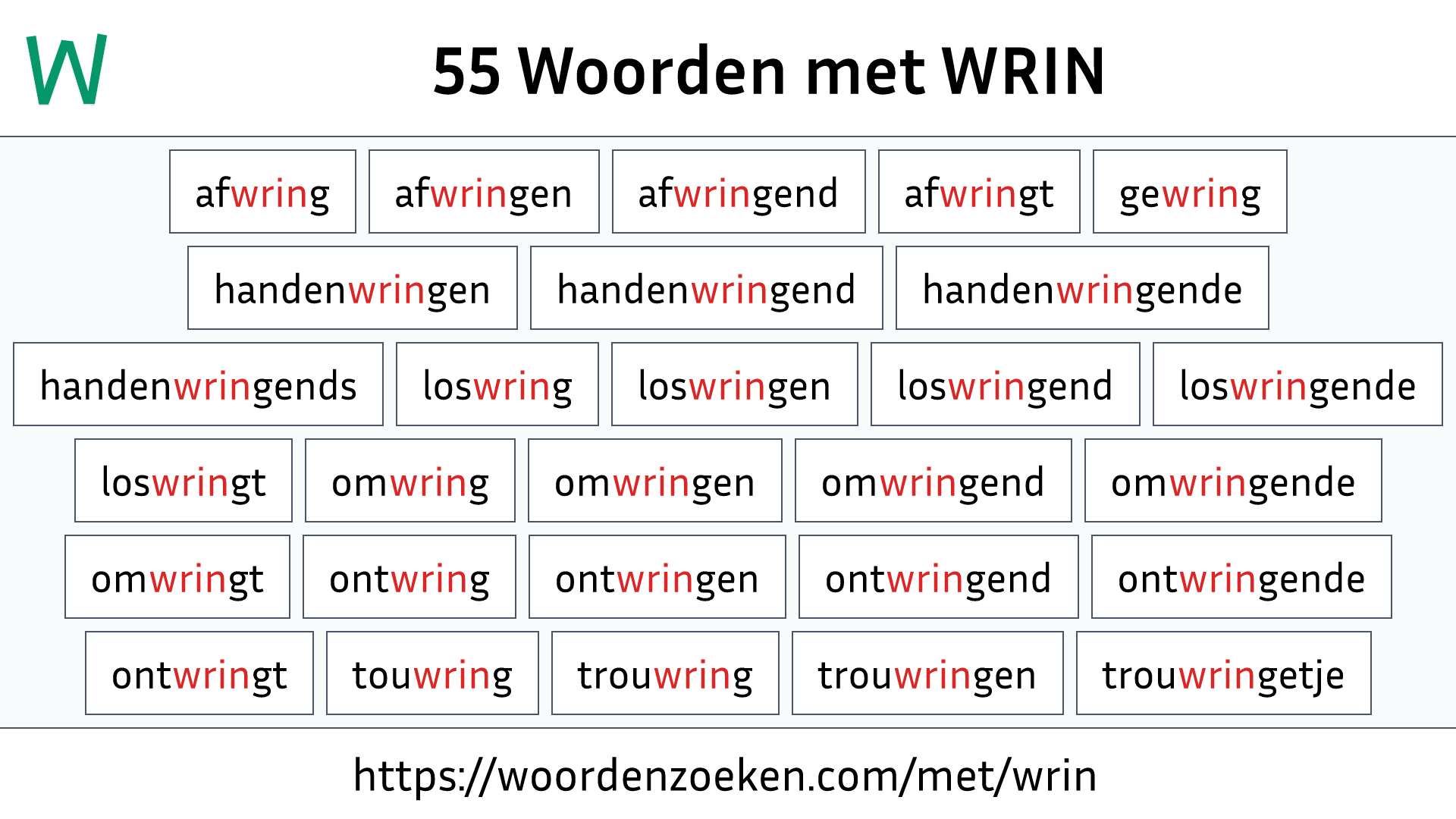 Woorden met WRIN