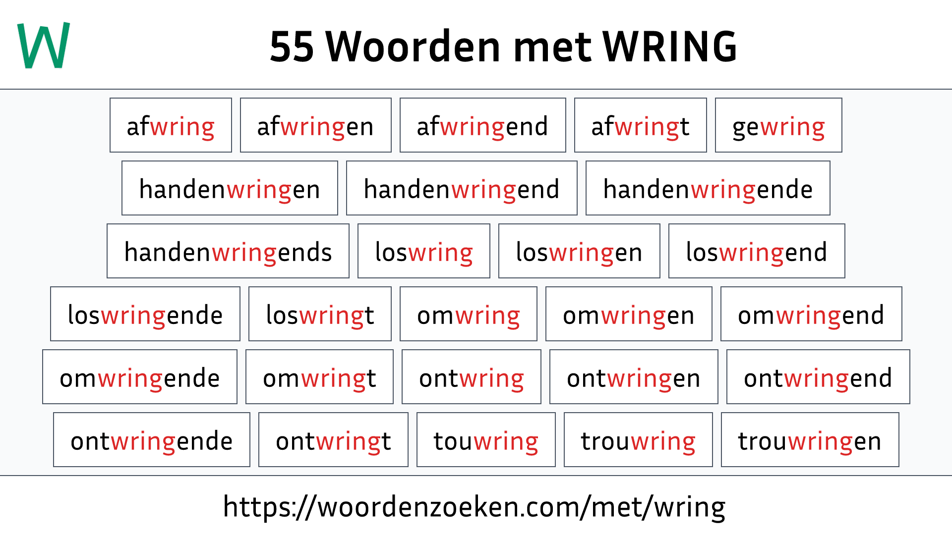 Woorden met WRING