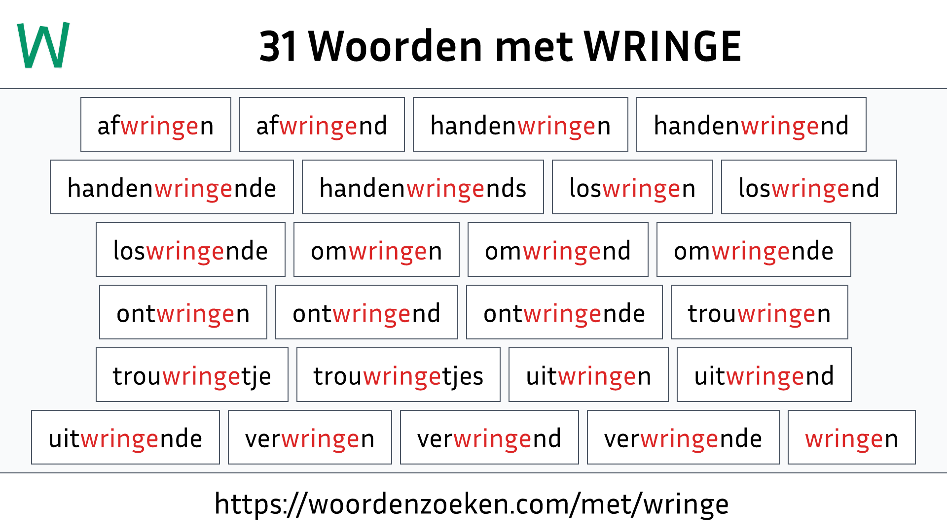 Woorden met WRINGE