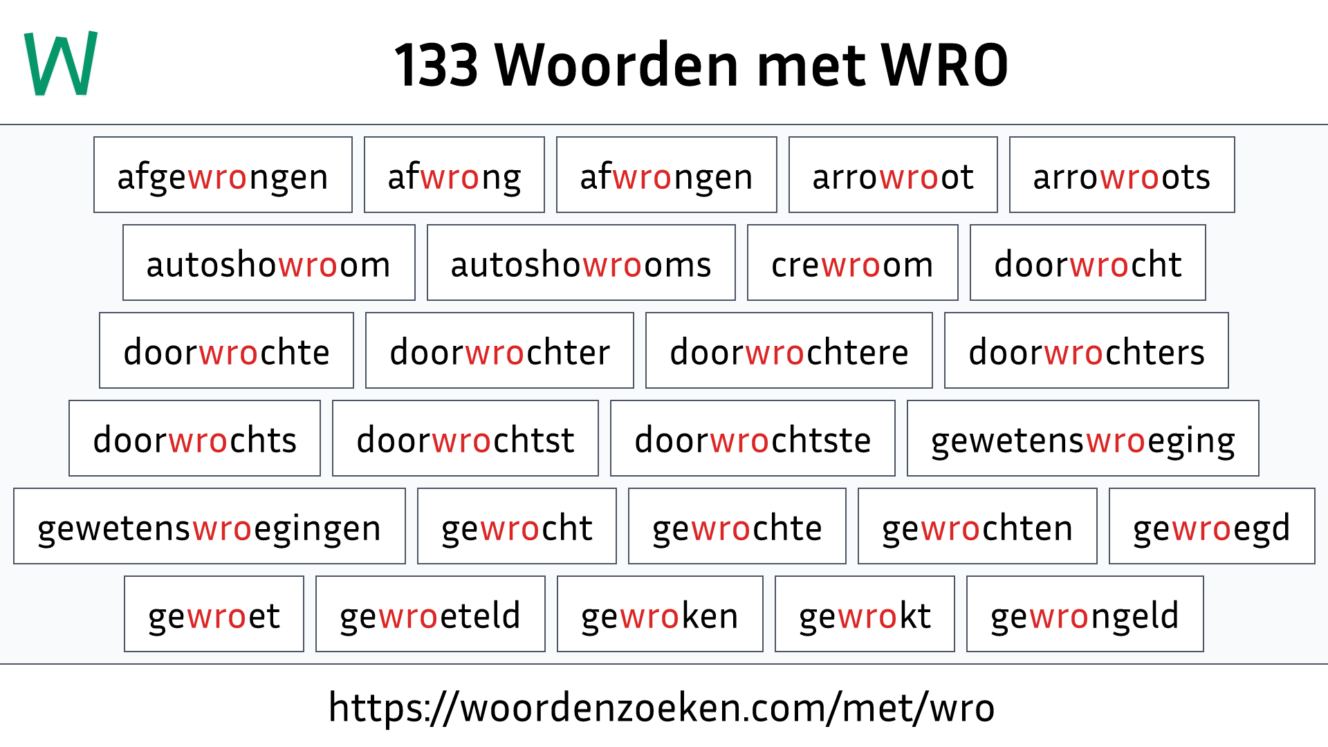 Woorden met WRO