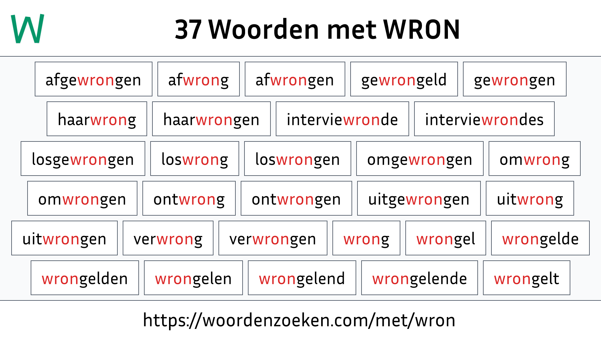 Woorden met WRON