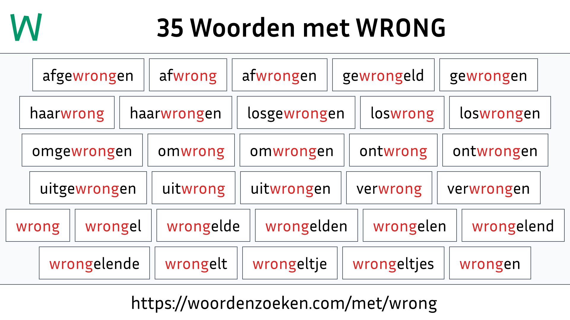 Woorden met WRONG