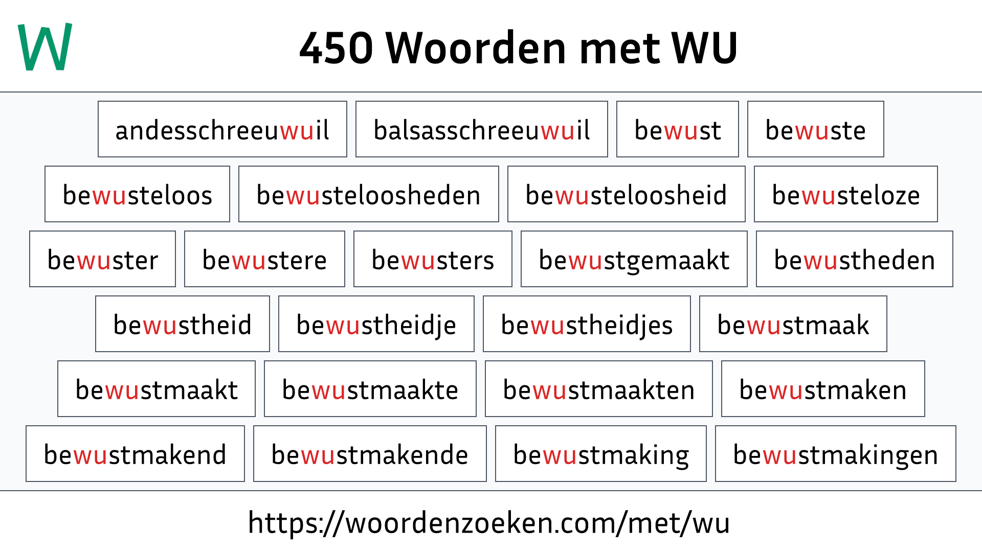 Woorden met WU