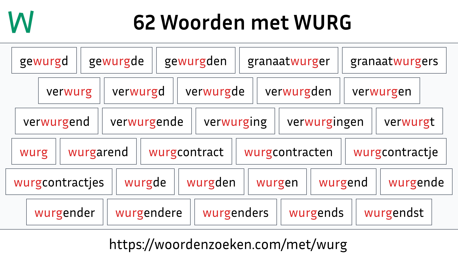 Woorden met WURG