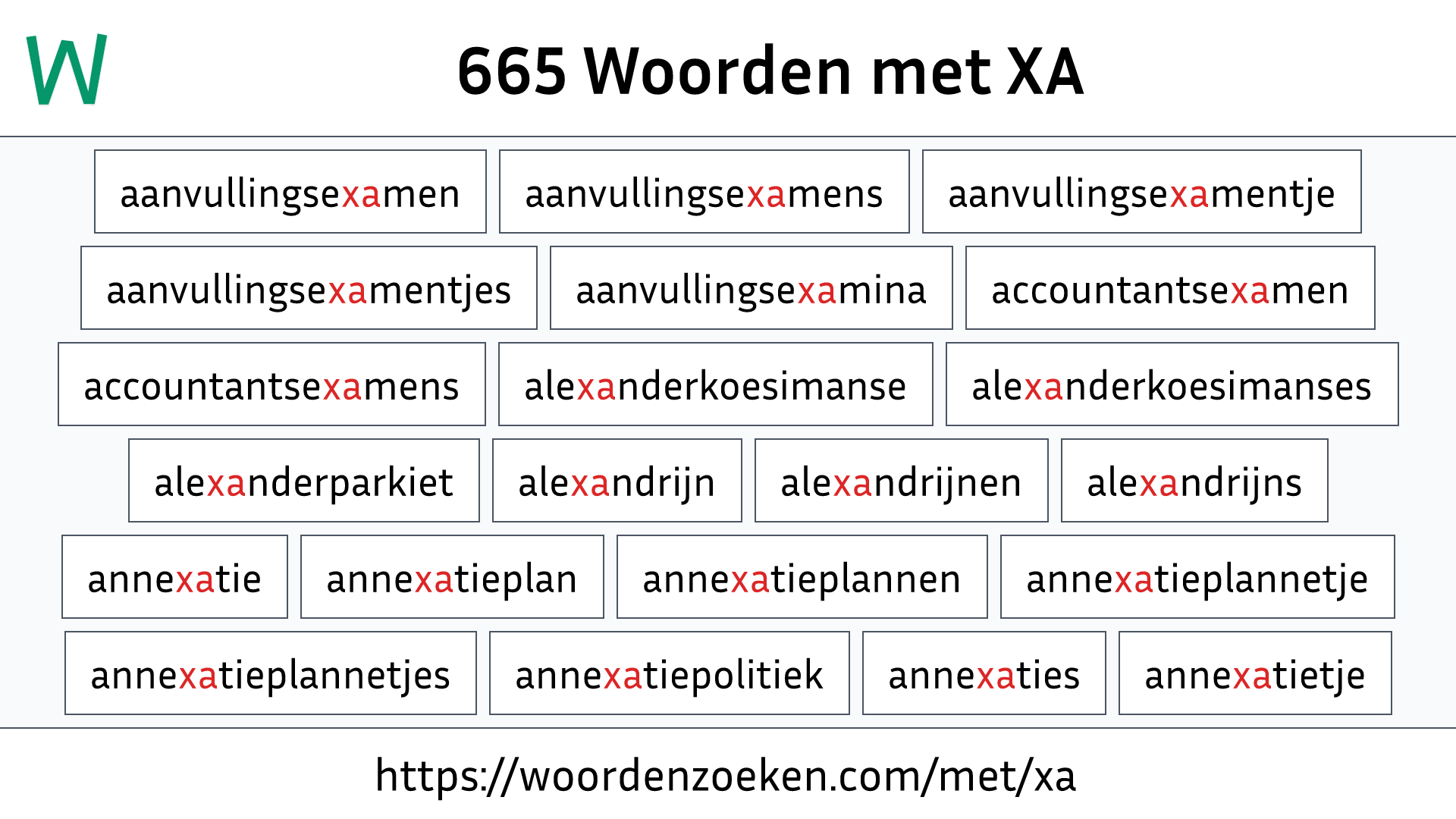 Woorden met XA