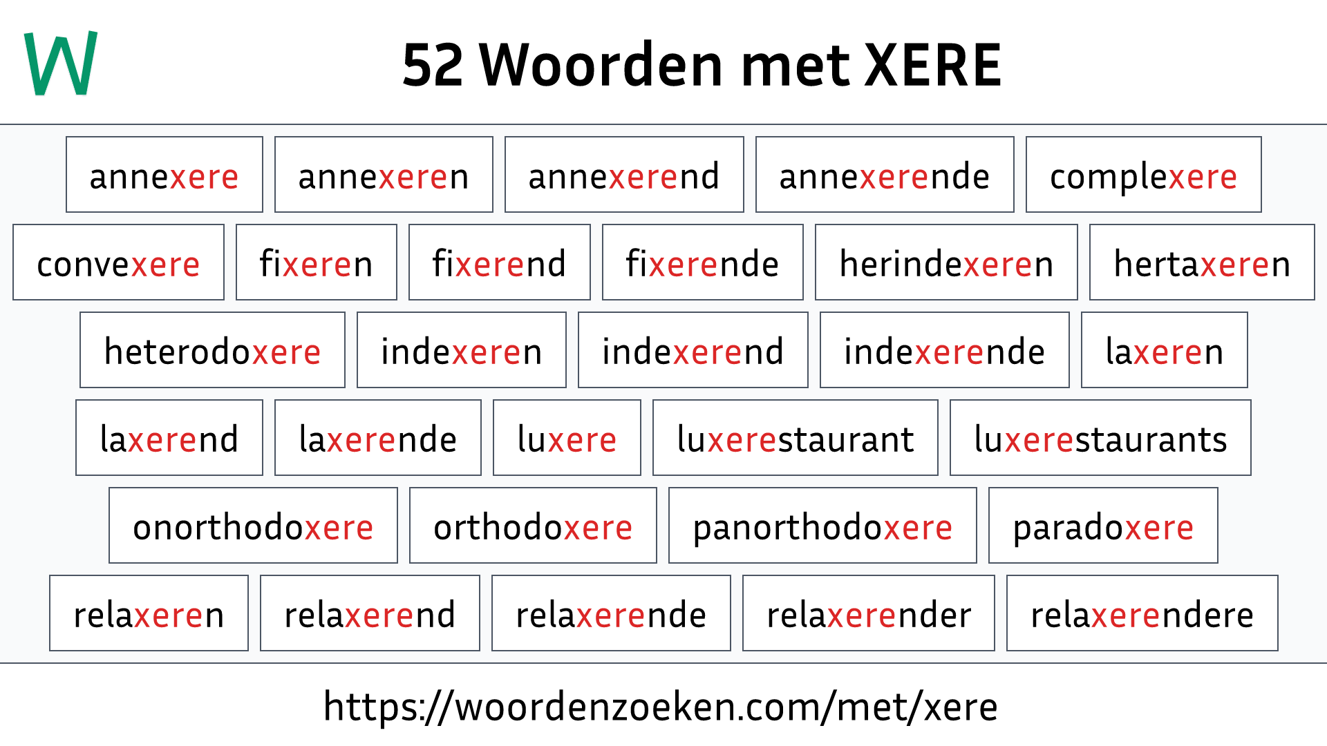 Woorden met XERE