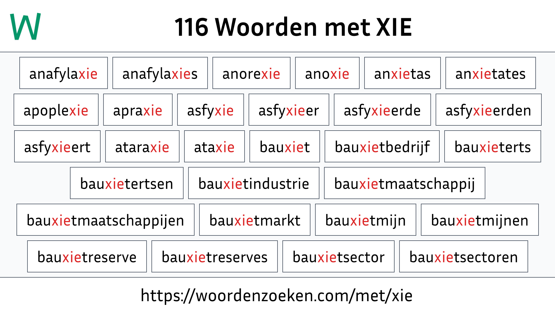 Woorden met XIE