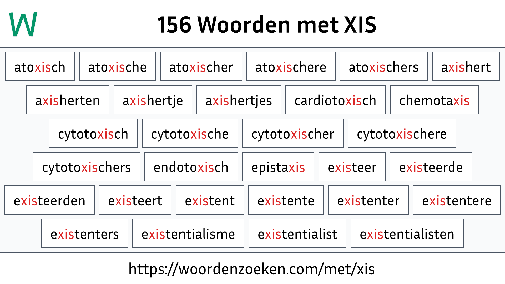 Woorden met XIS