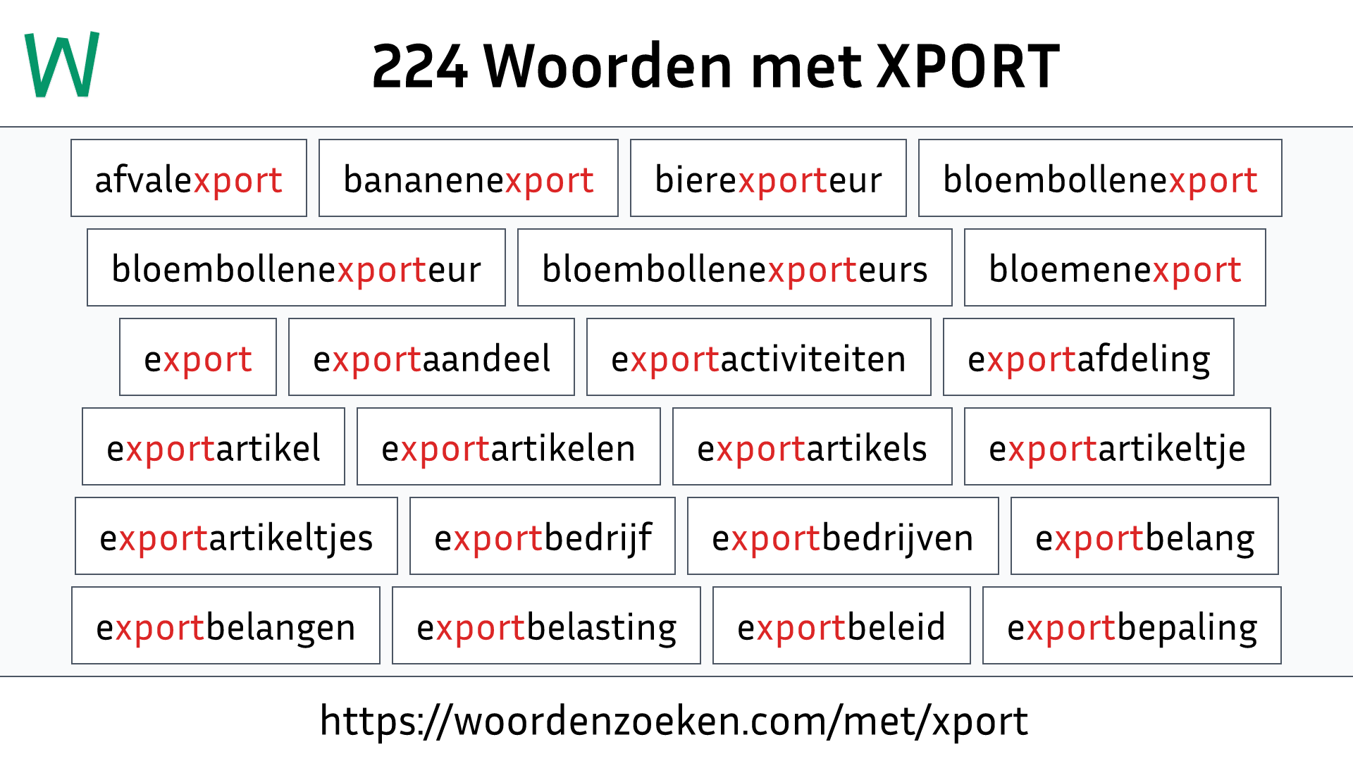 Woorden met XPORT
