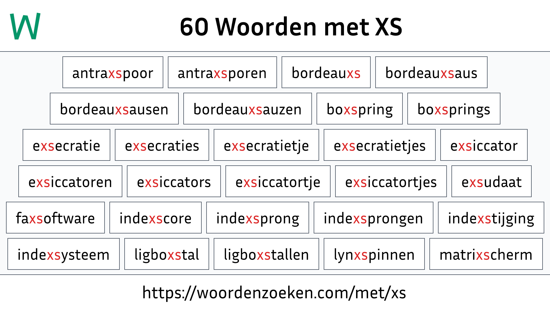 Woorden met XS