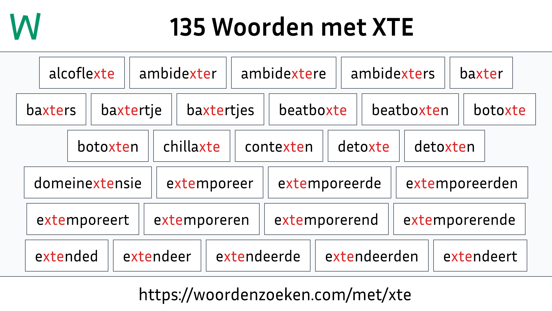 Woorden met XTE