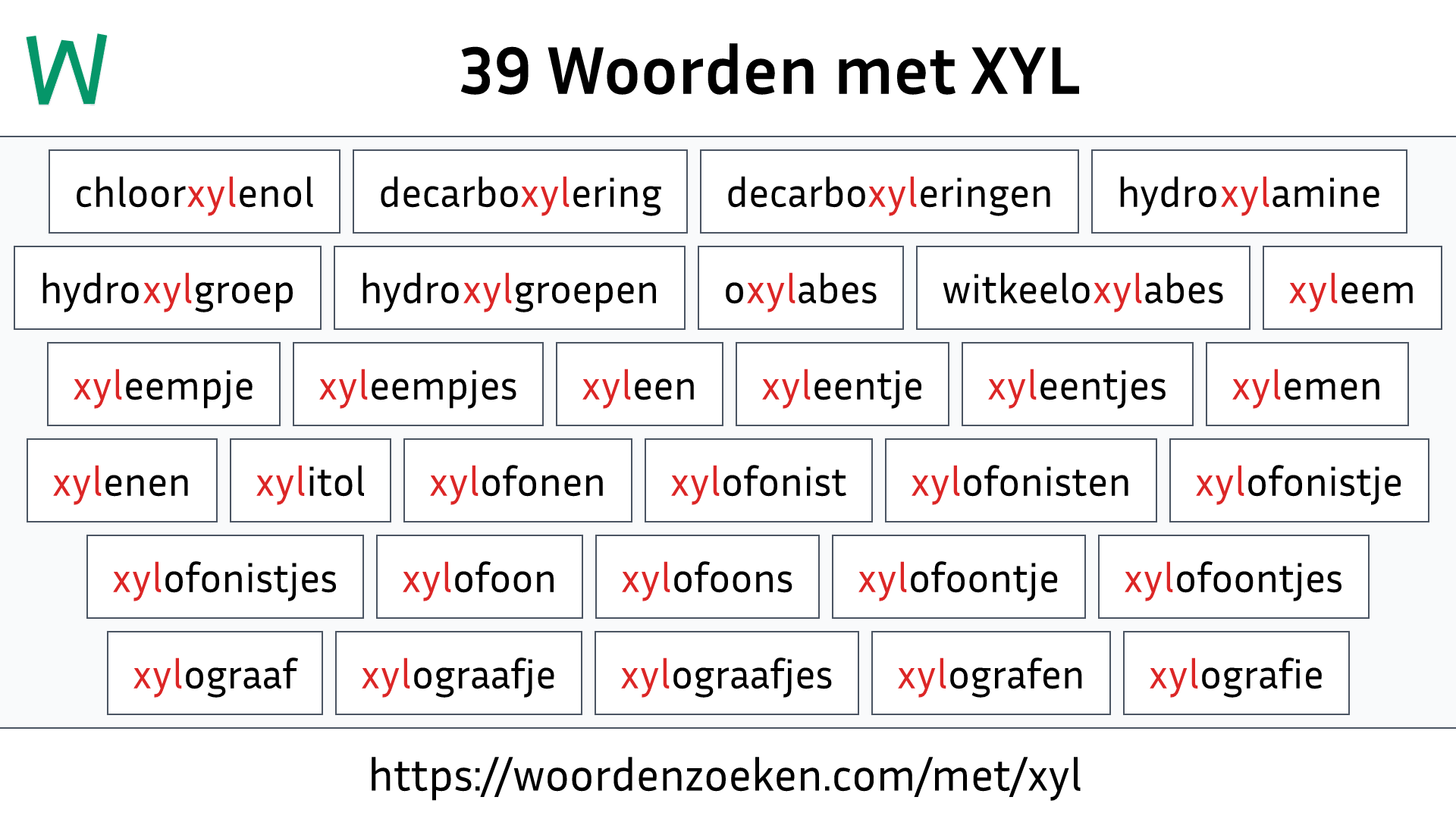 Woorden met XYL