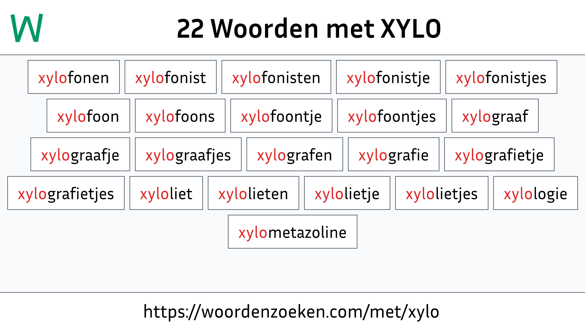 Woorden met XYLO