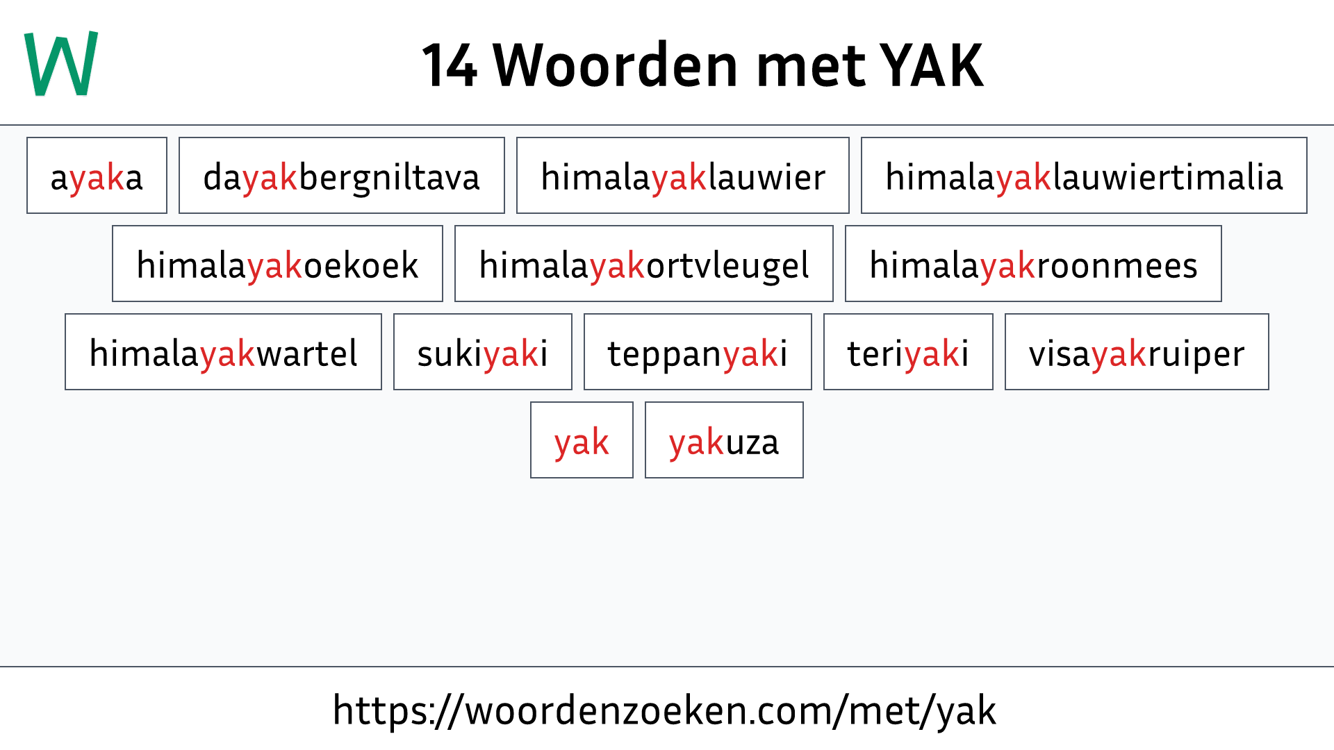 Woorden met YAK