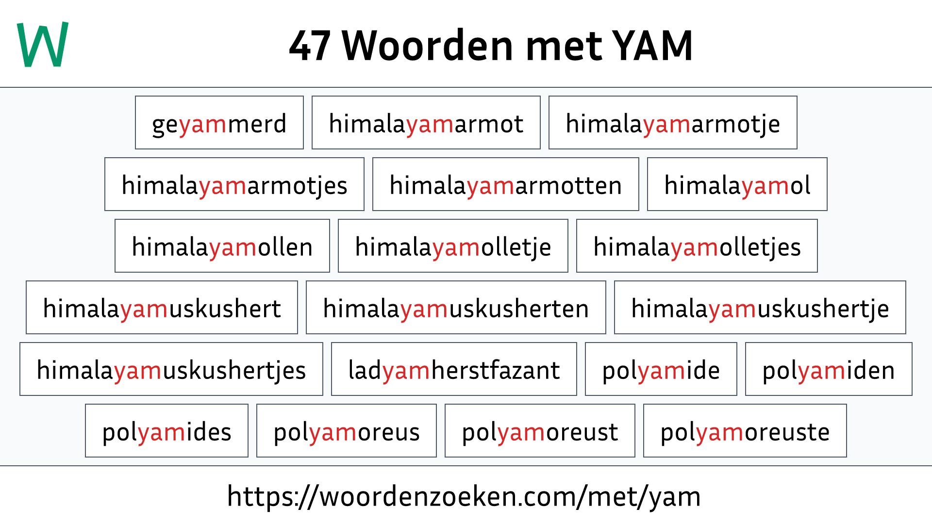 Woorden met YAM