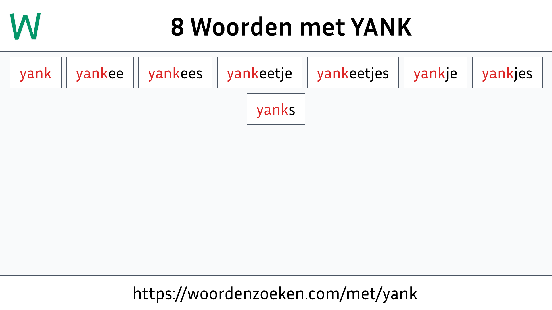 Woorden met YANK