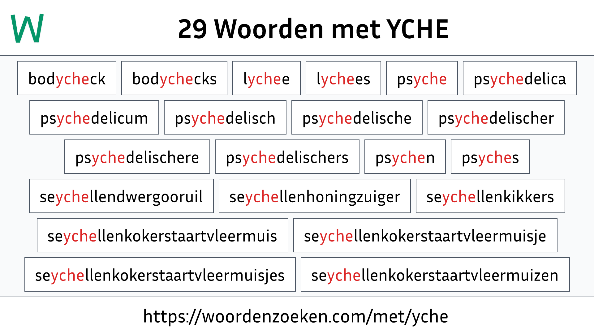 Woorden met YCHE