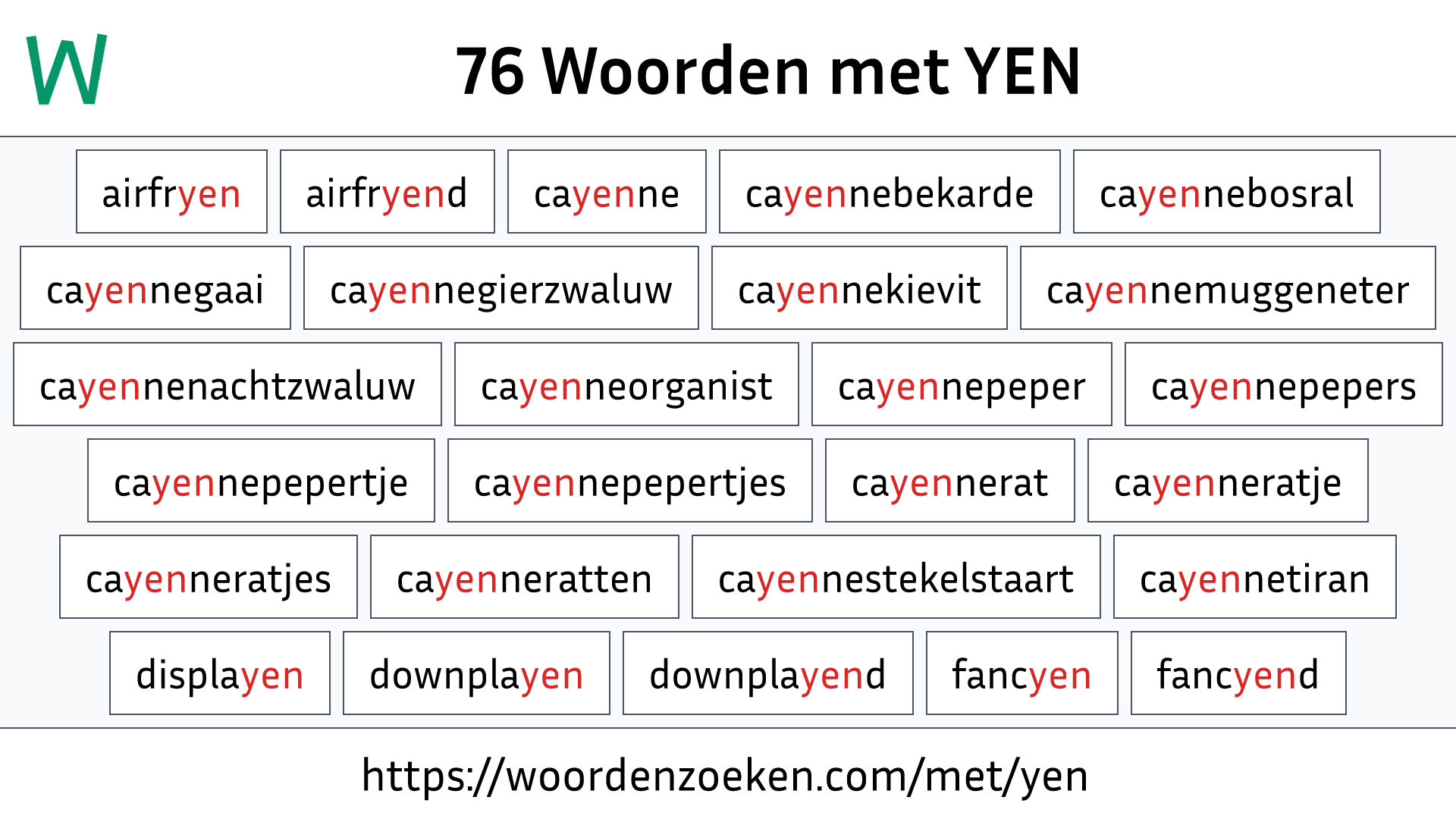 Woorden met YEN