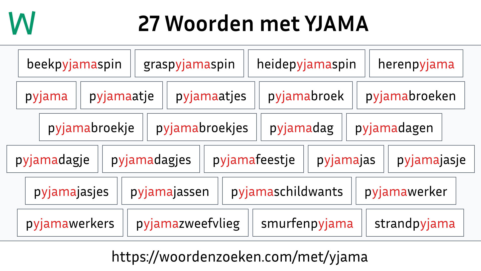 Woorden met YJAMA