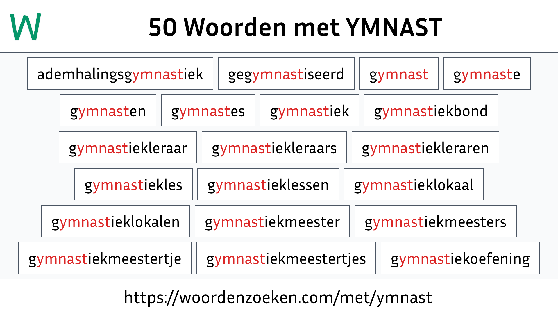 Woorden met YMNAST