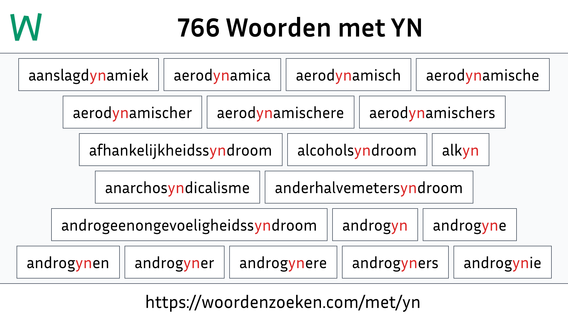 Woorden met YN