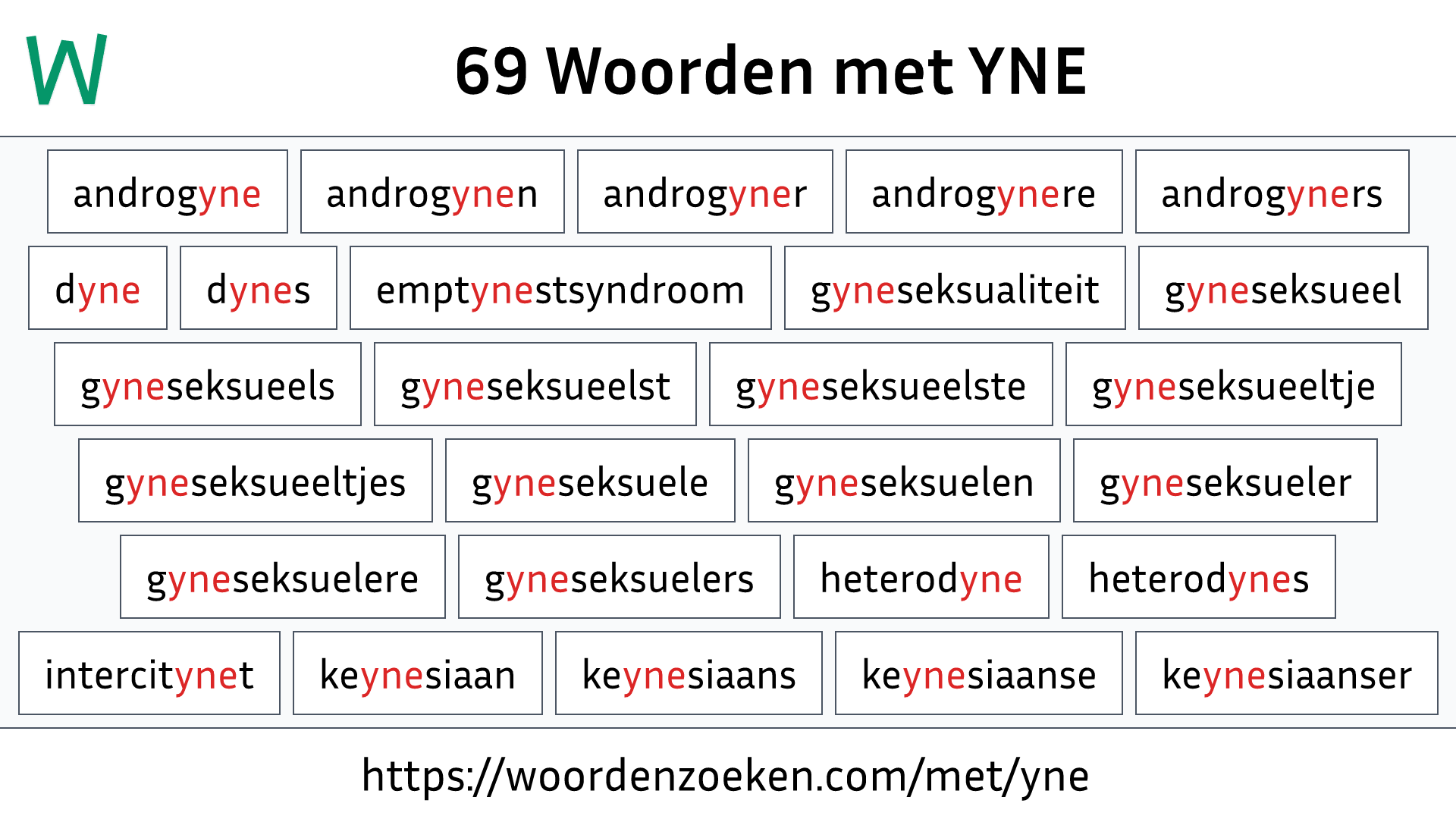 Woorden met YNE