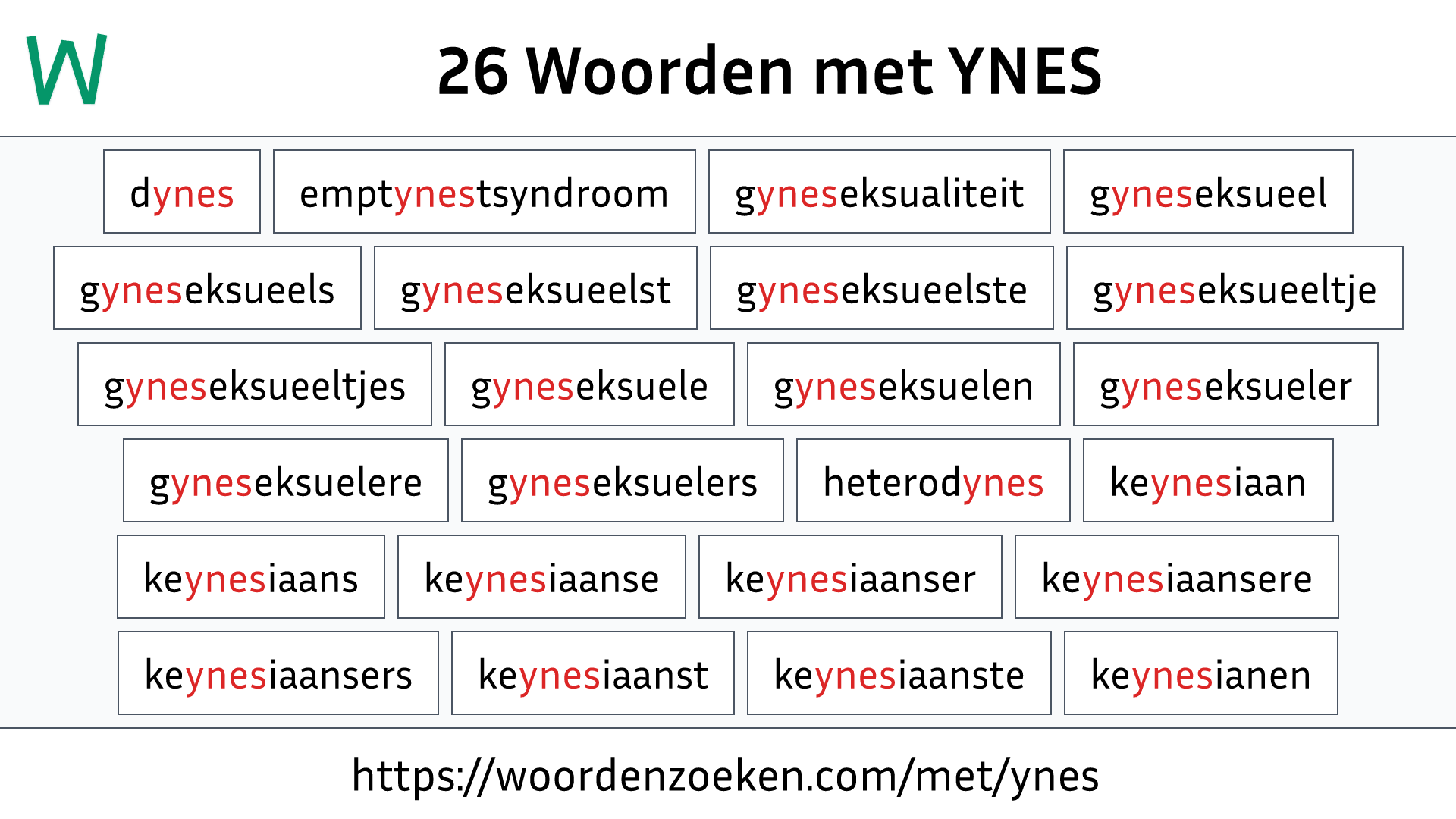 Woorden met YNES