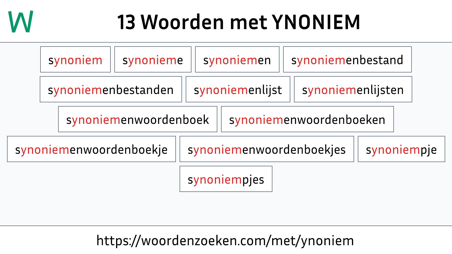 Woorden met YNONIEM