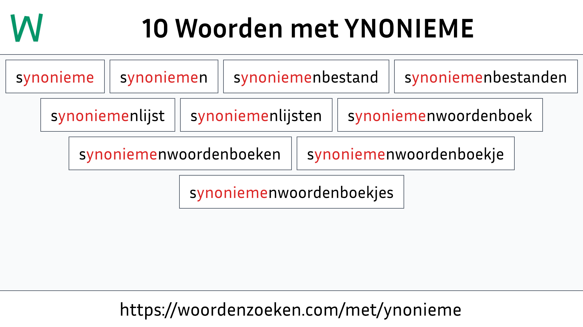 Woorden met YNONIEME