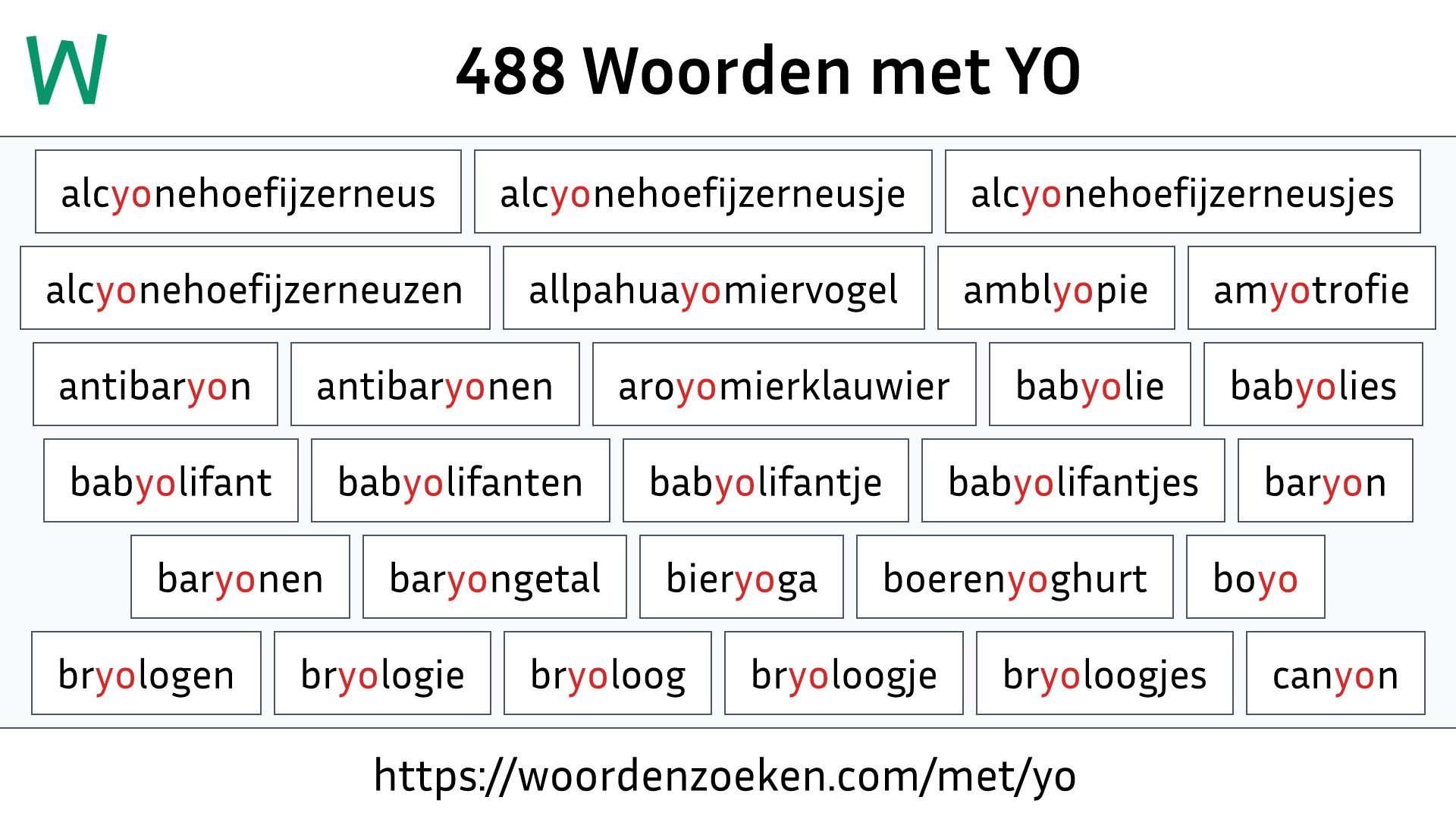 Woorden met YO
