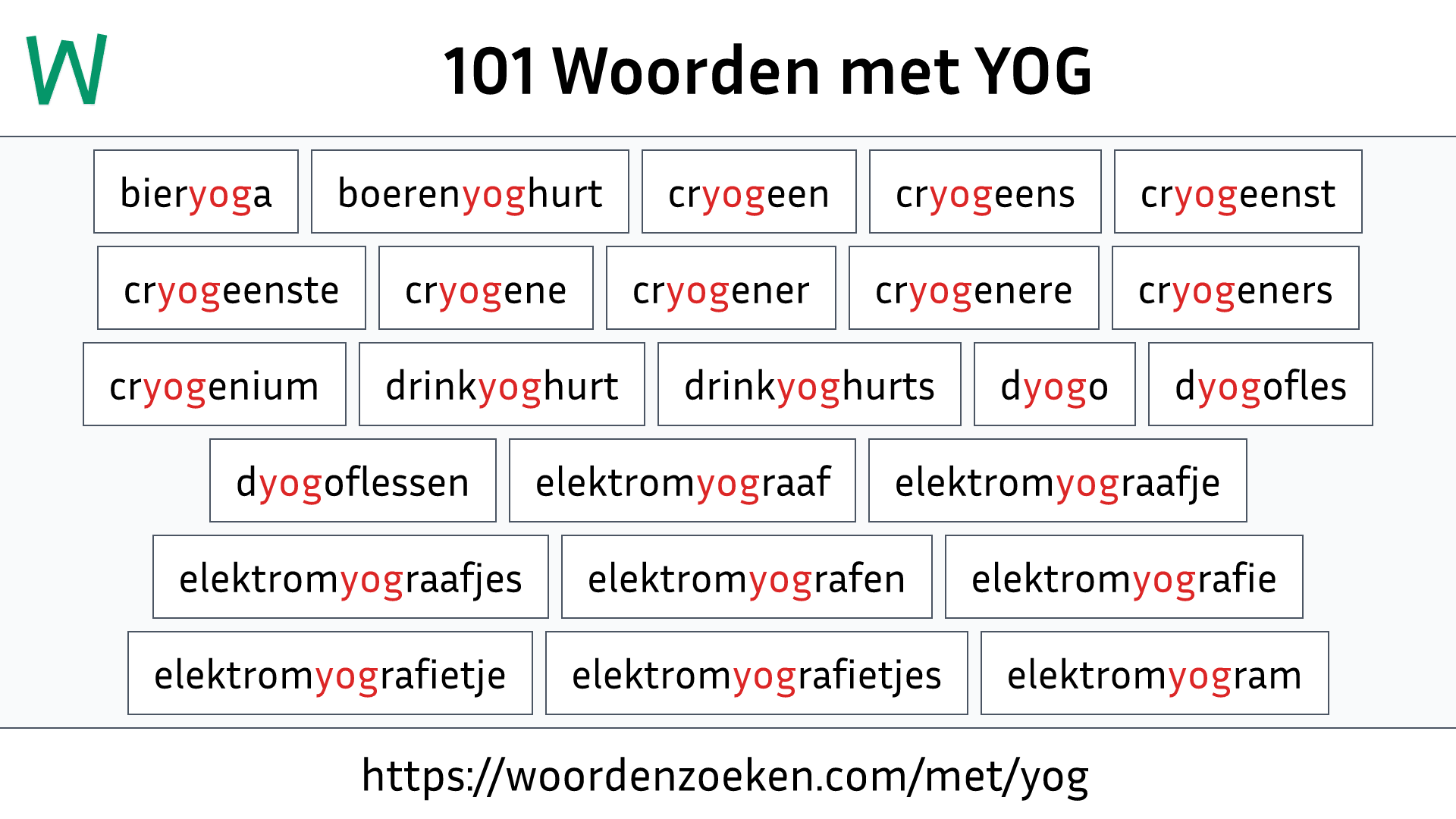 Woorden met YOG