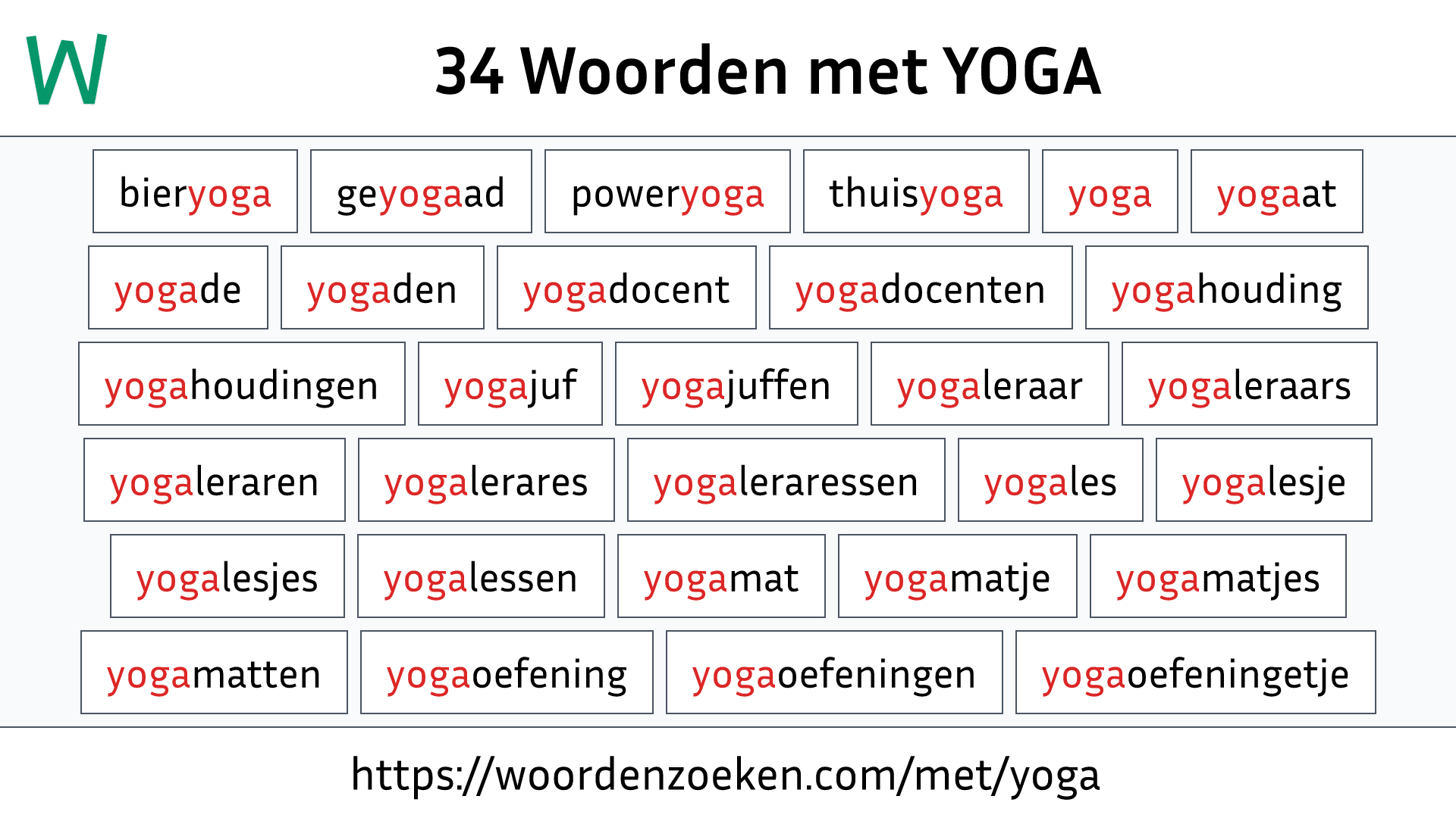 Woorden met YOGA