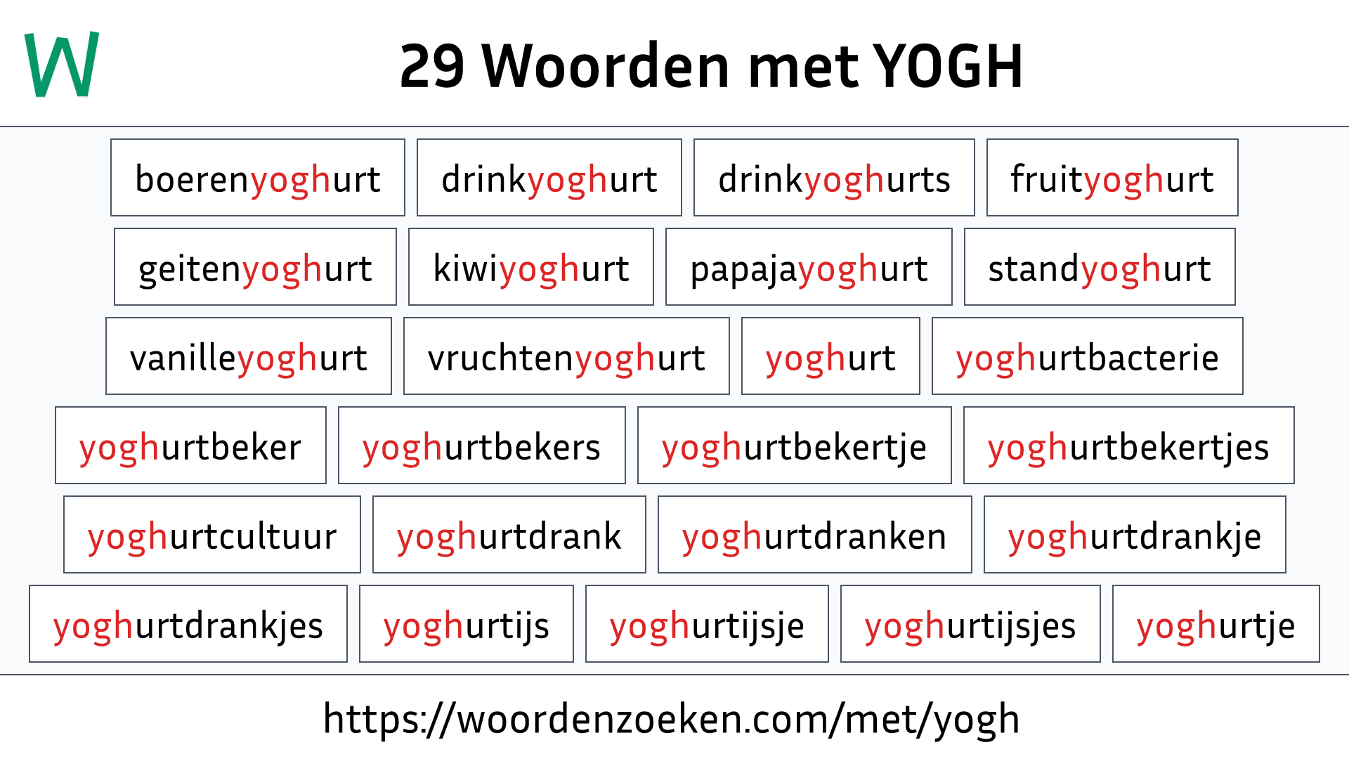 Woorden met YOGH