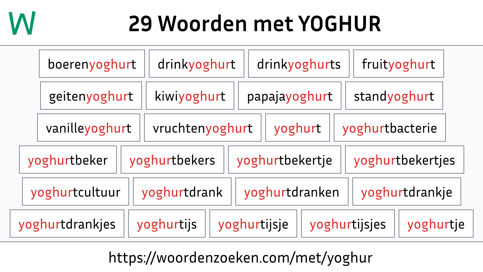 Woorden met YOGHUR