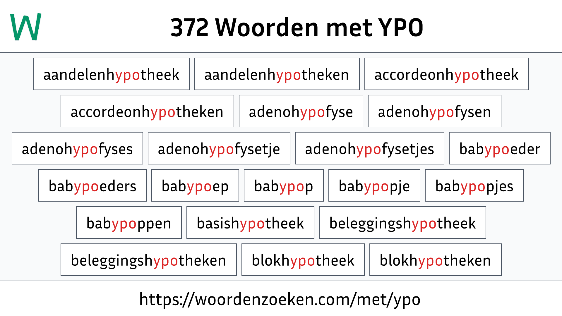 Woorden met YPO