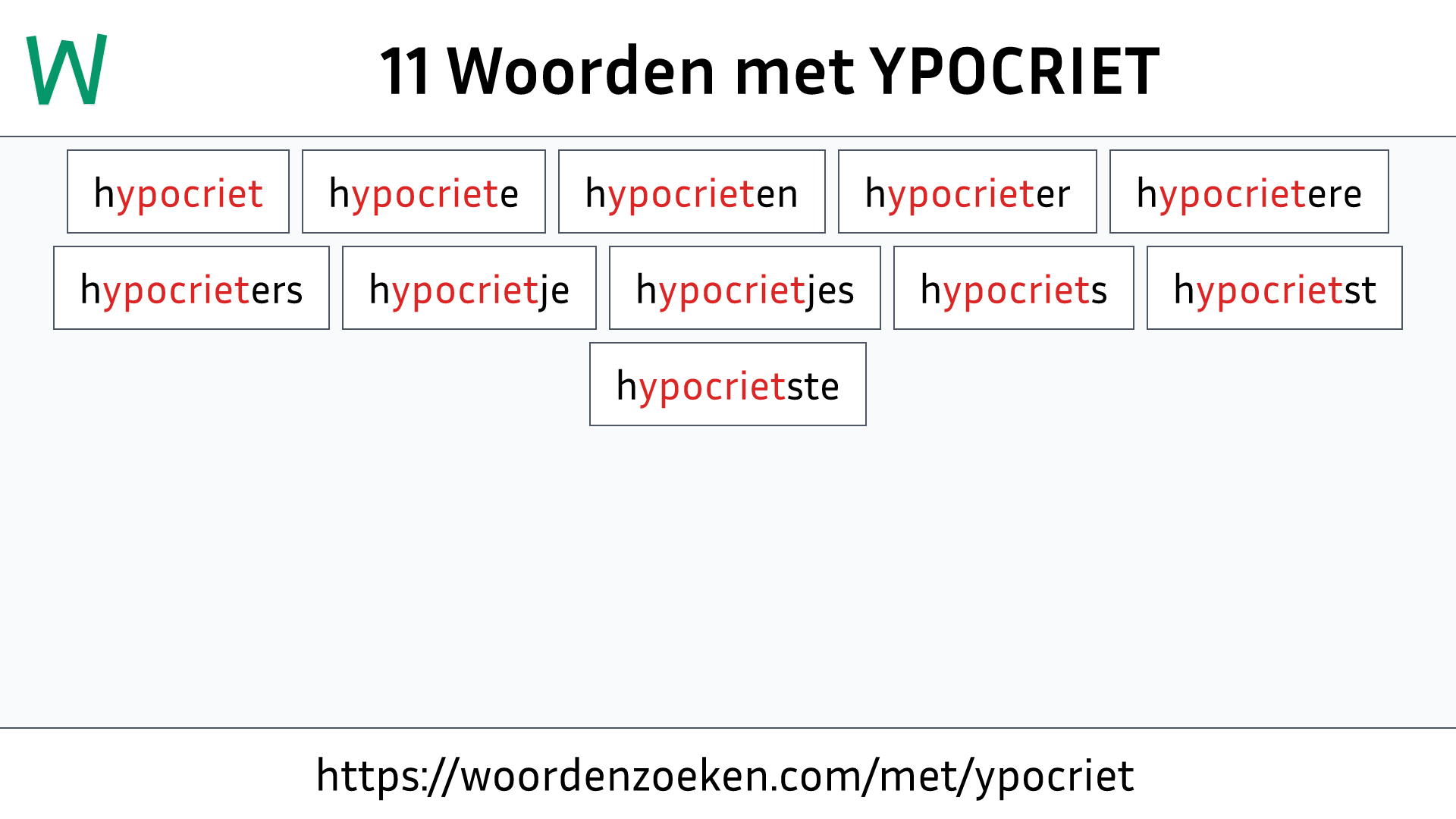 Woorden met YPOCRIET