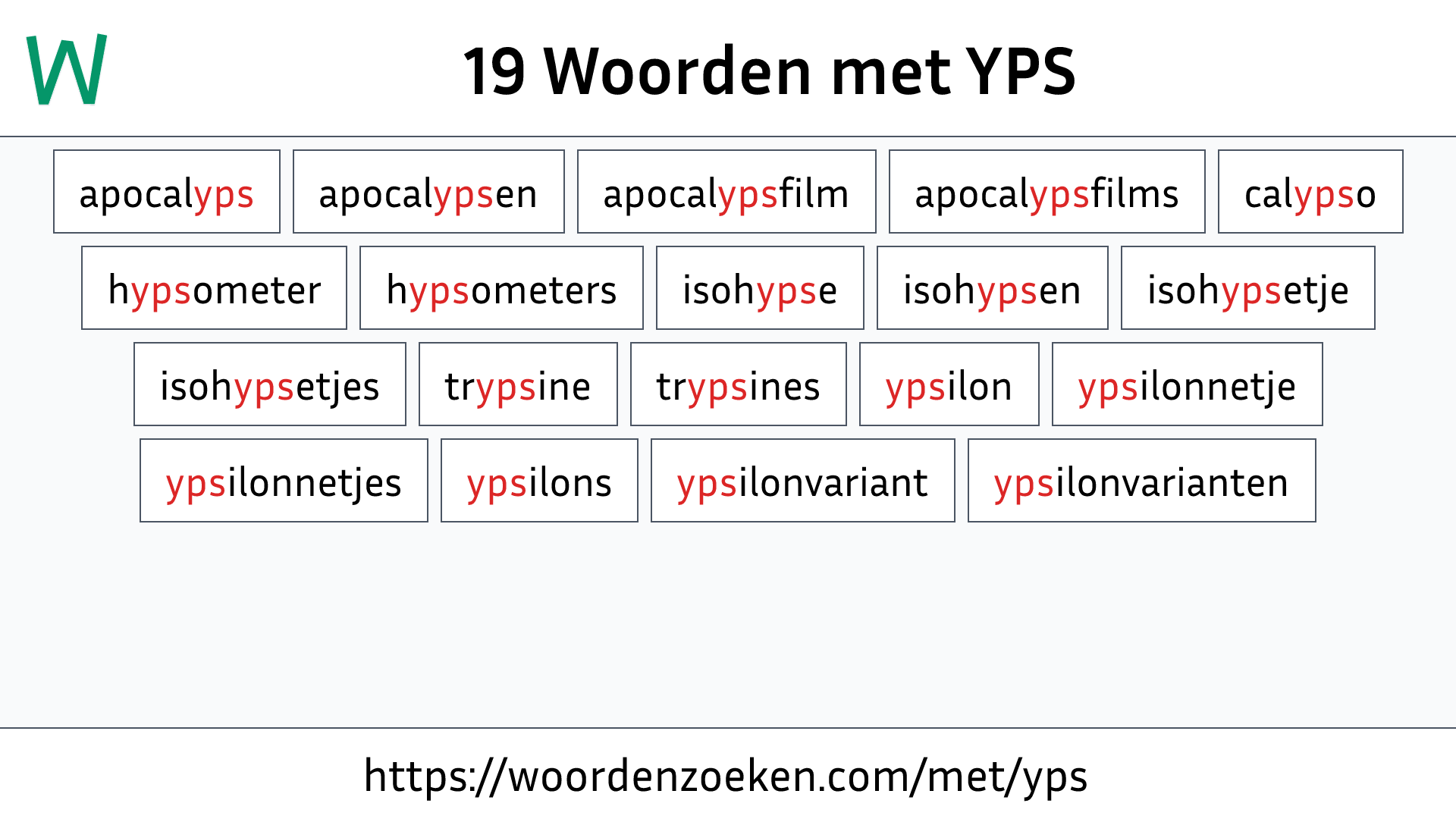 Woorden met YPS