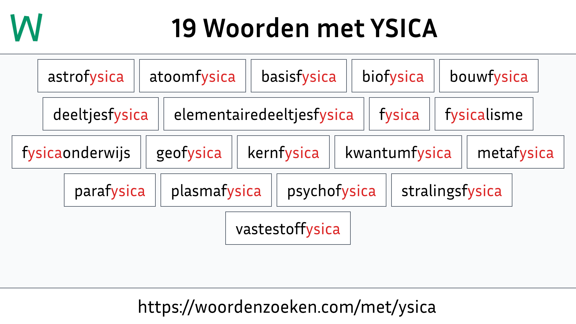 Woorden met YSICA