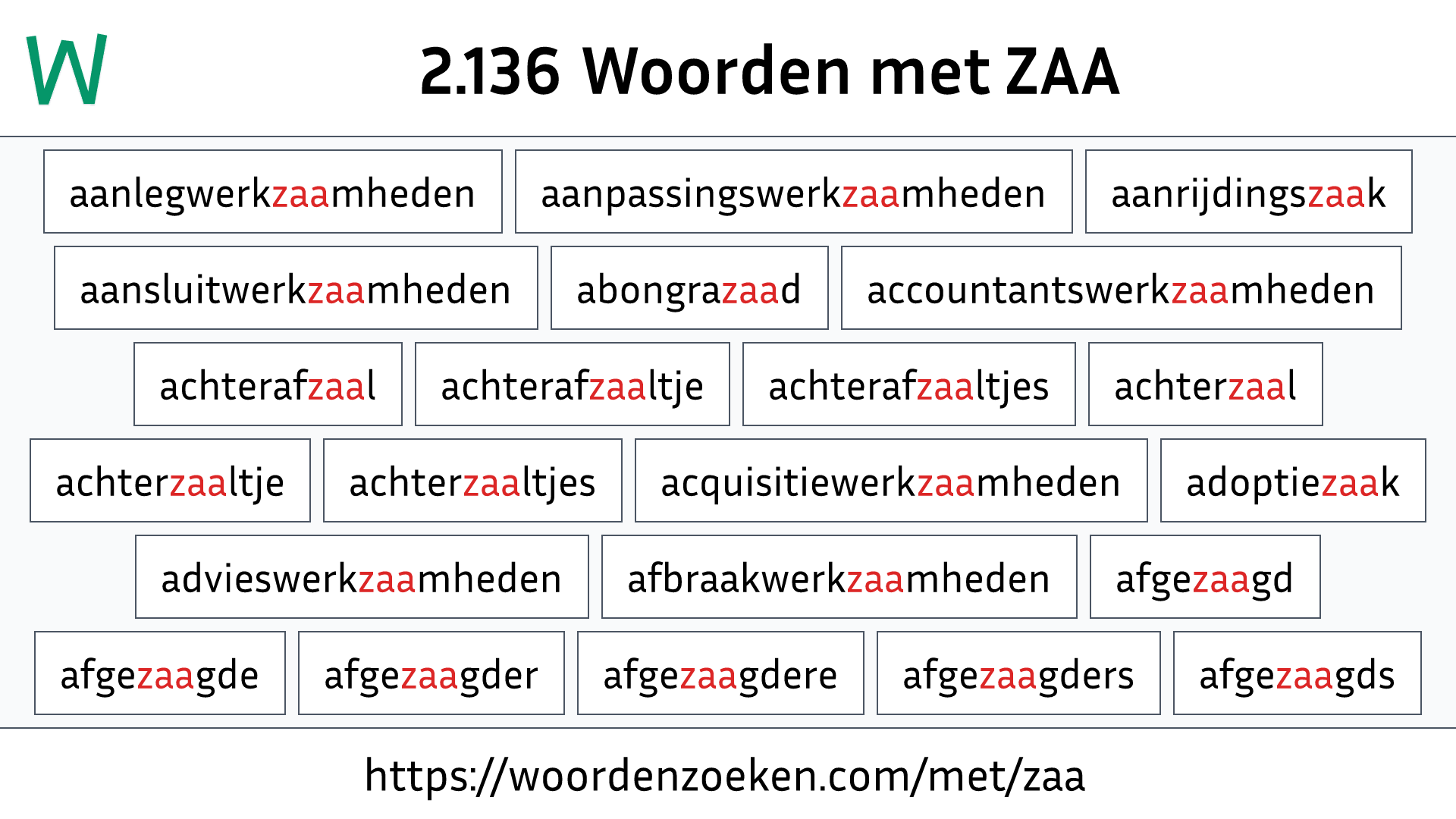 Woorden met ZAA