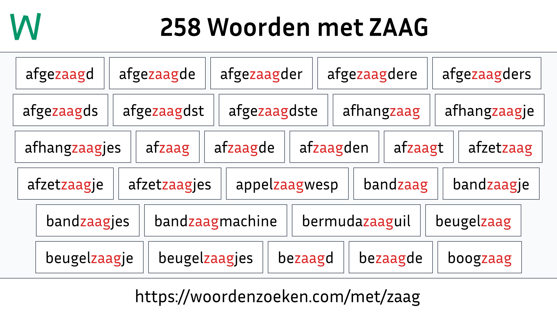 Woorden met ZAAG