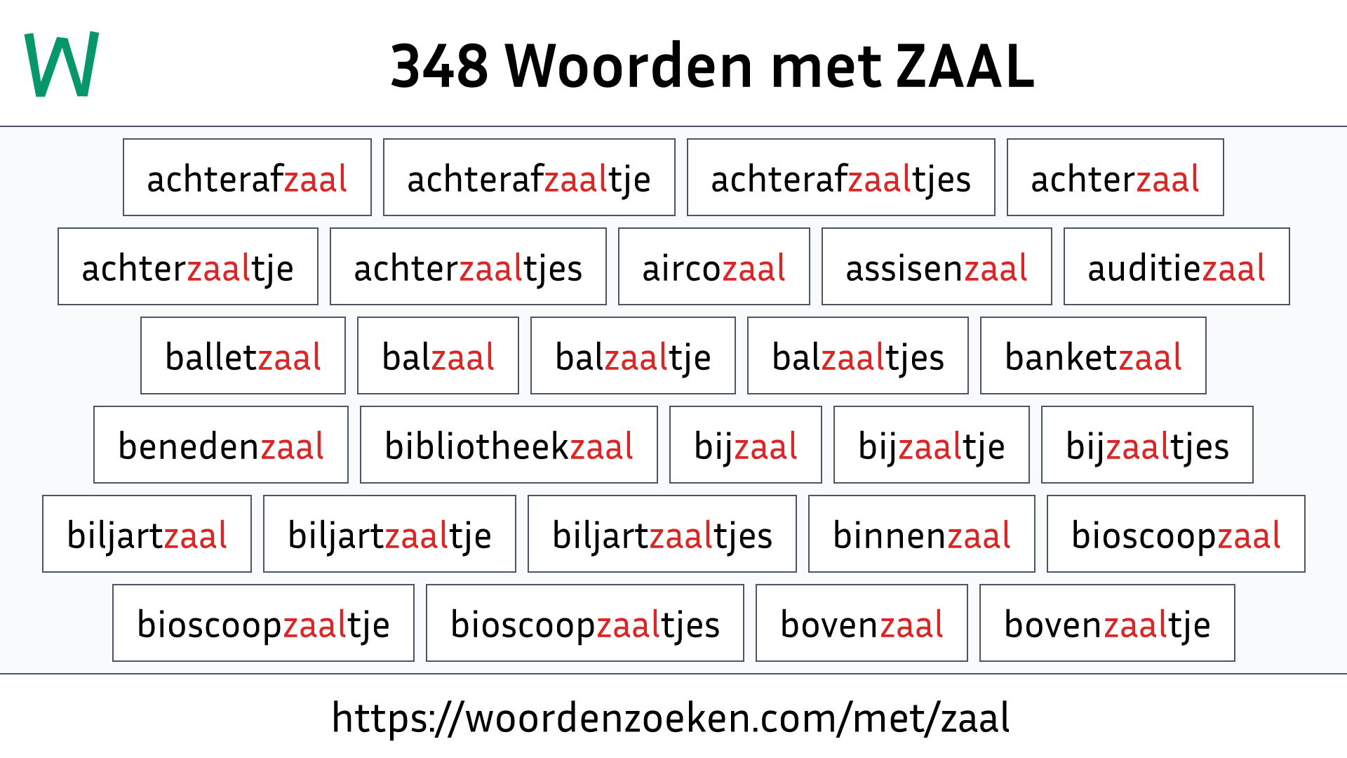 Woorden met ZAAL