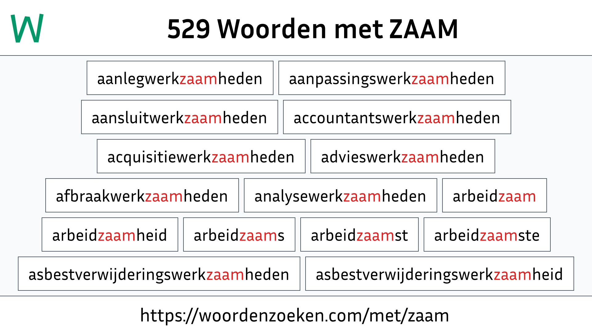 Woorden met ZAAM