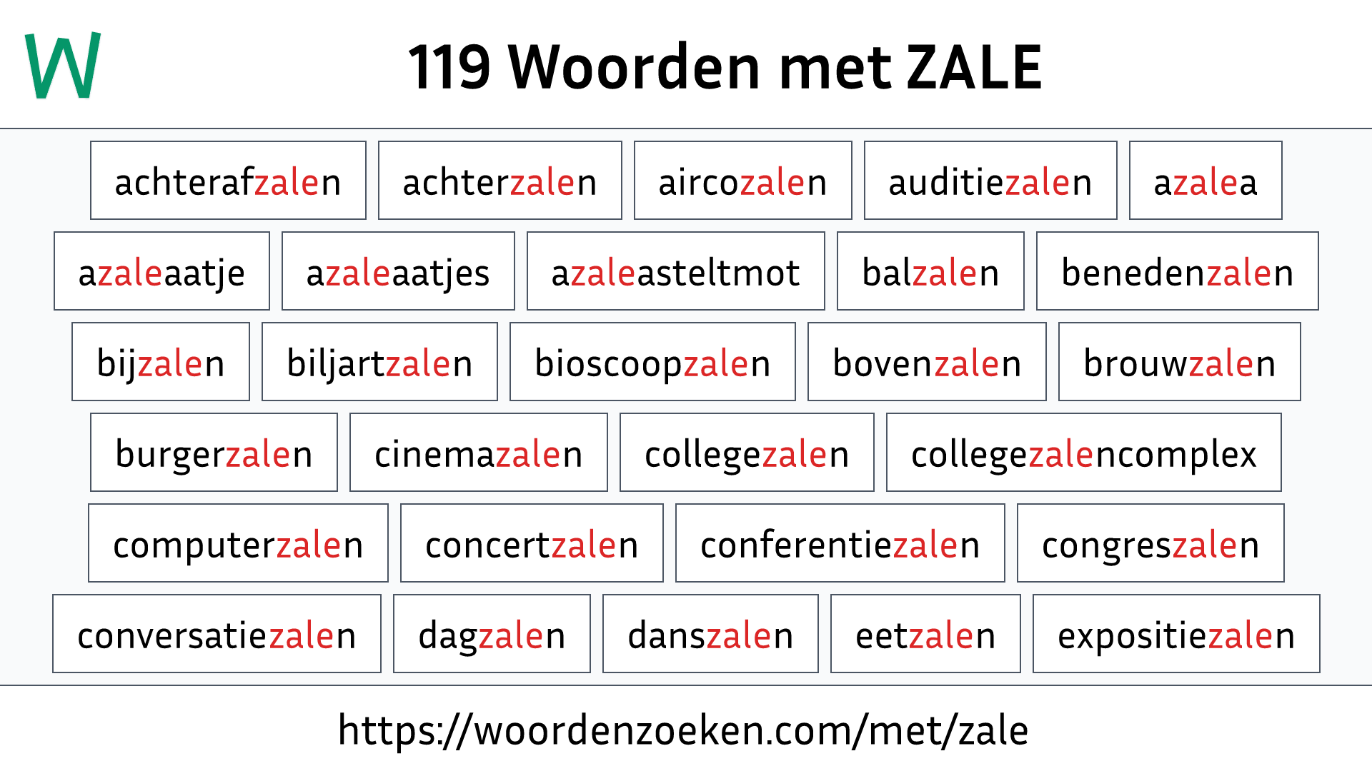 Woorden met ZALE
