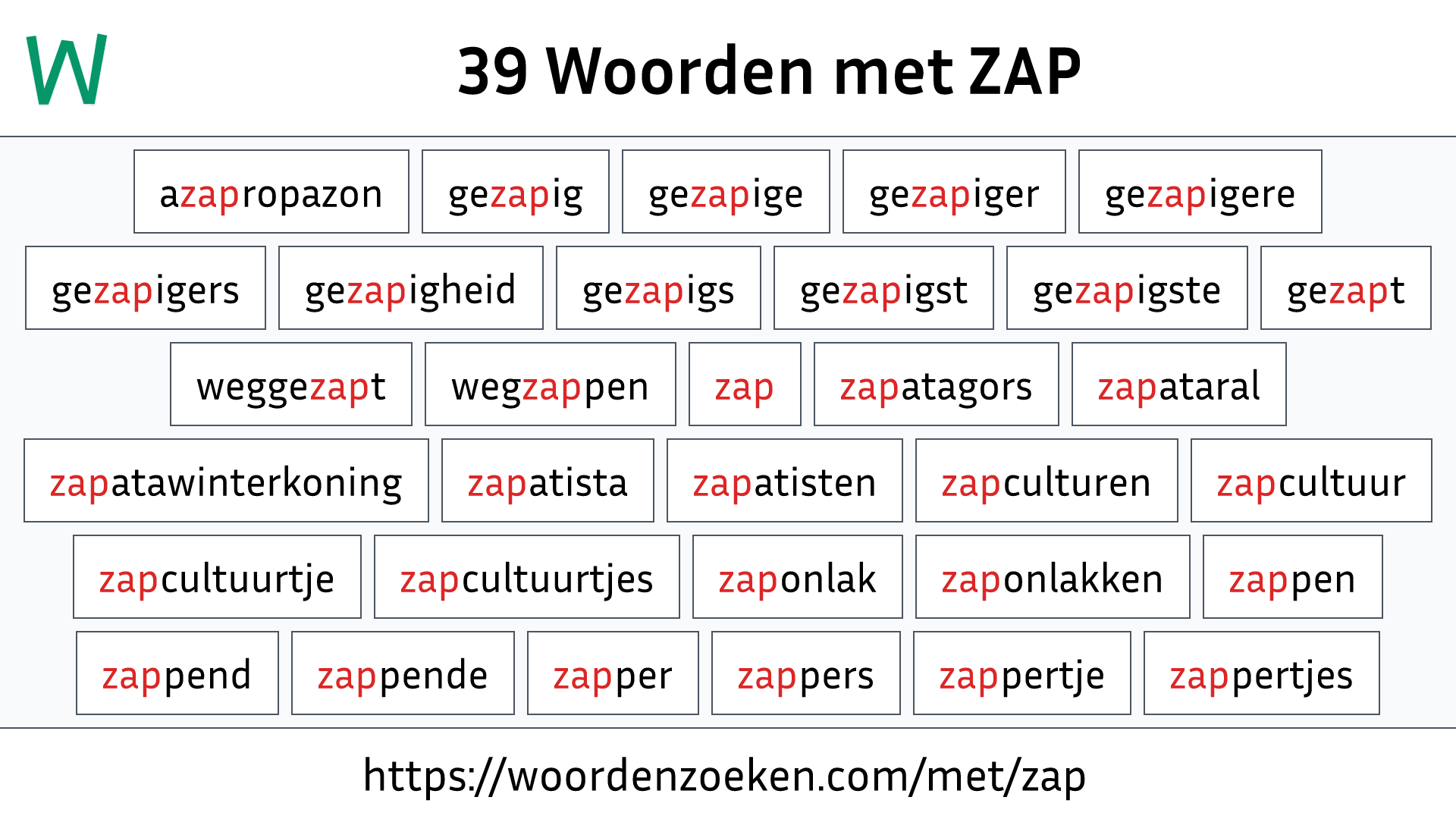 Woorden met ZAP