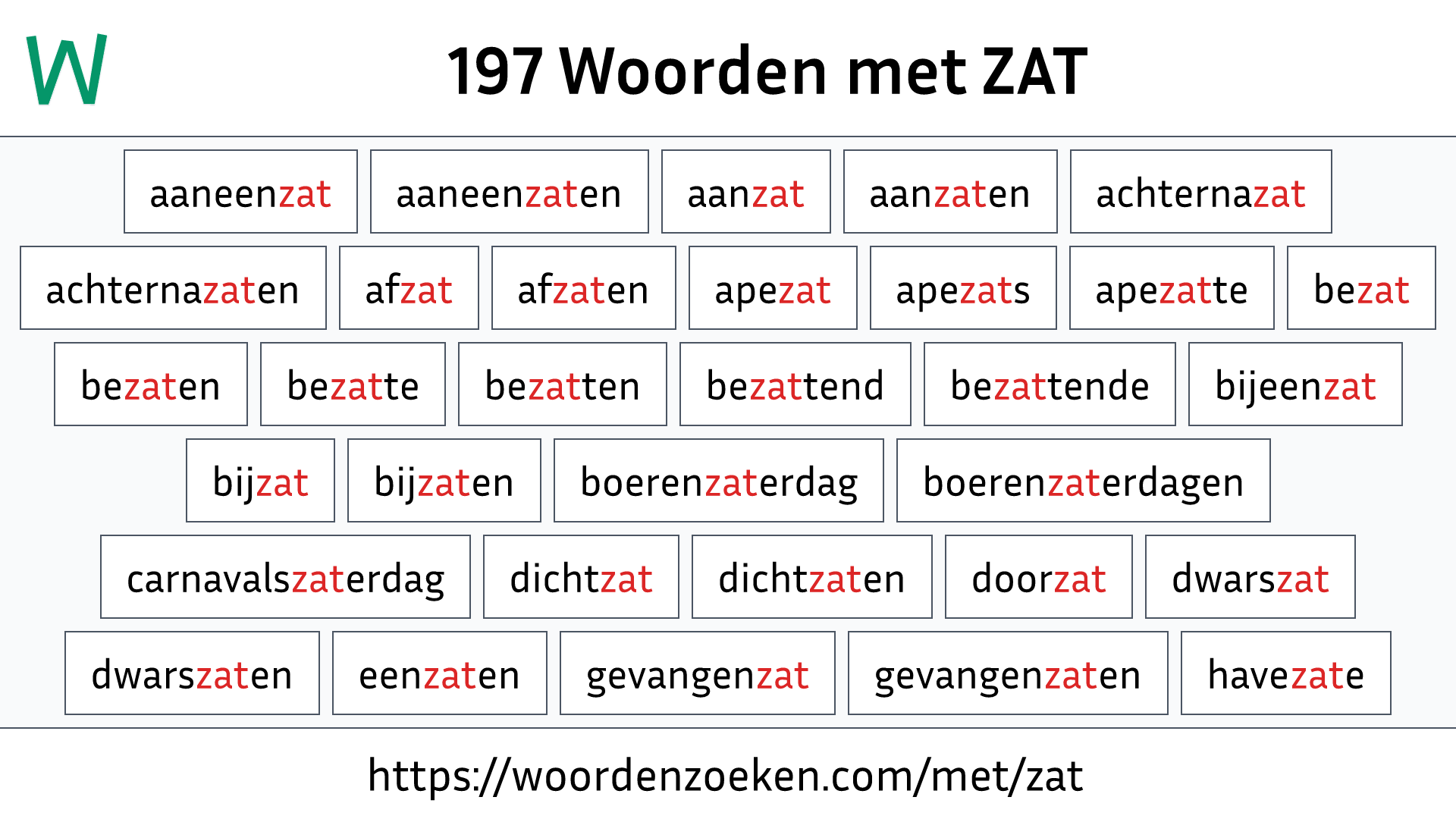 Woorden met ZAT