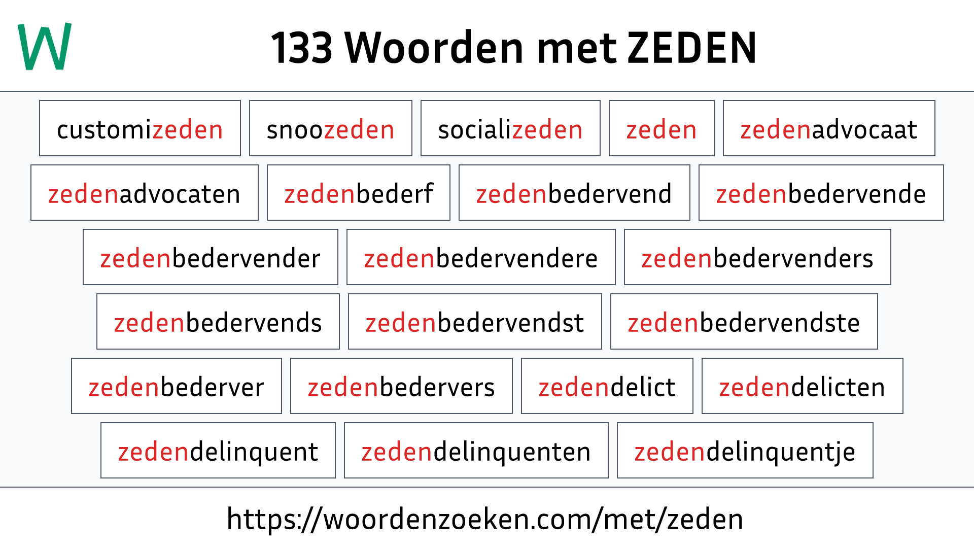 Woorden met ZEDEN