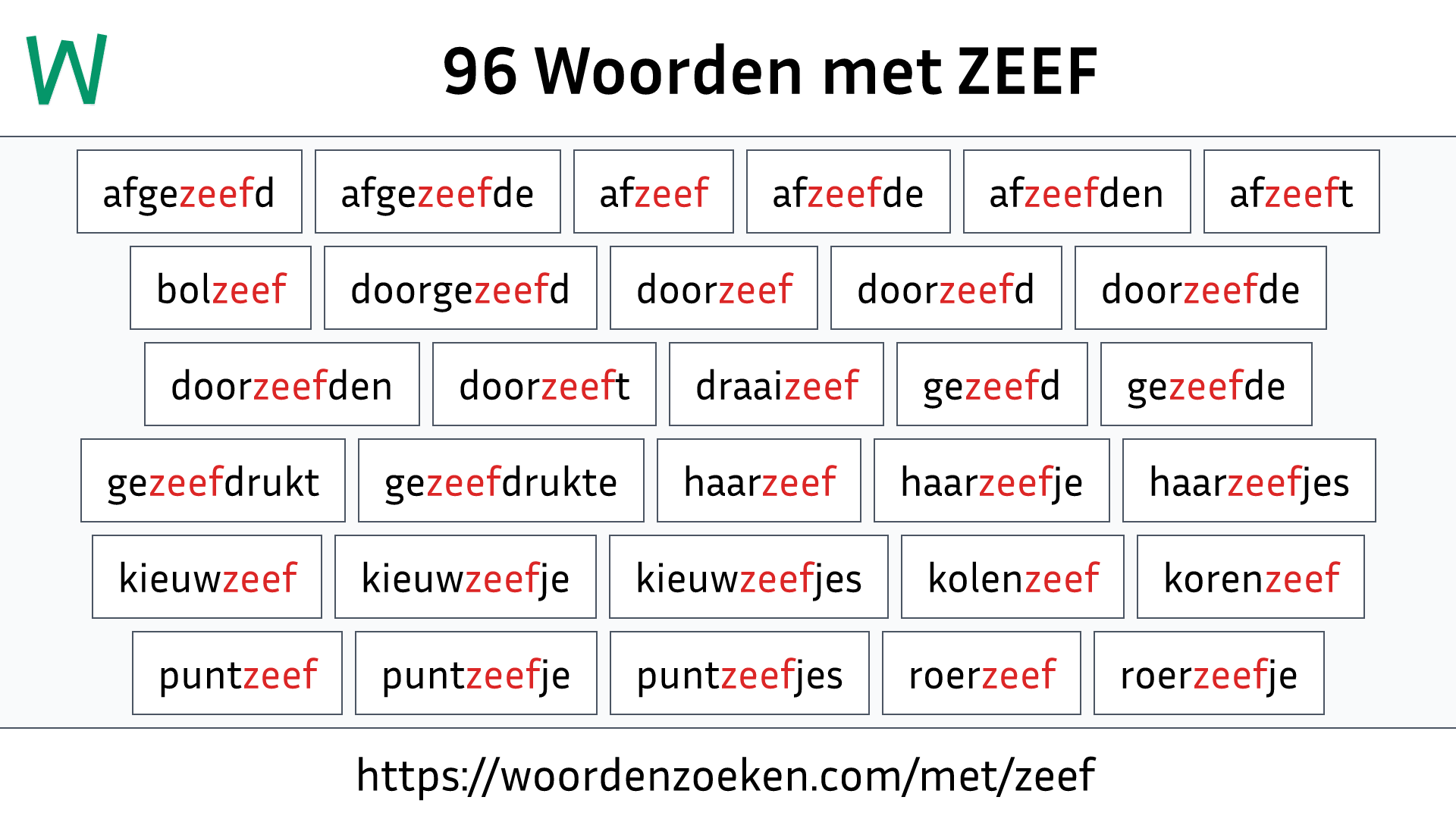 Woorden met ZEEF