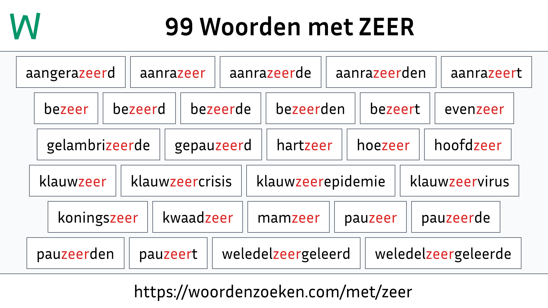 Woorden met ZEER